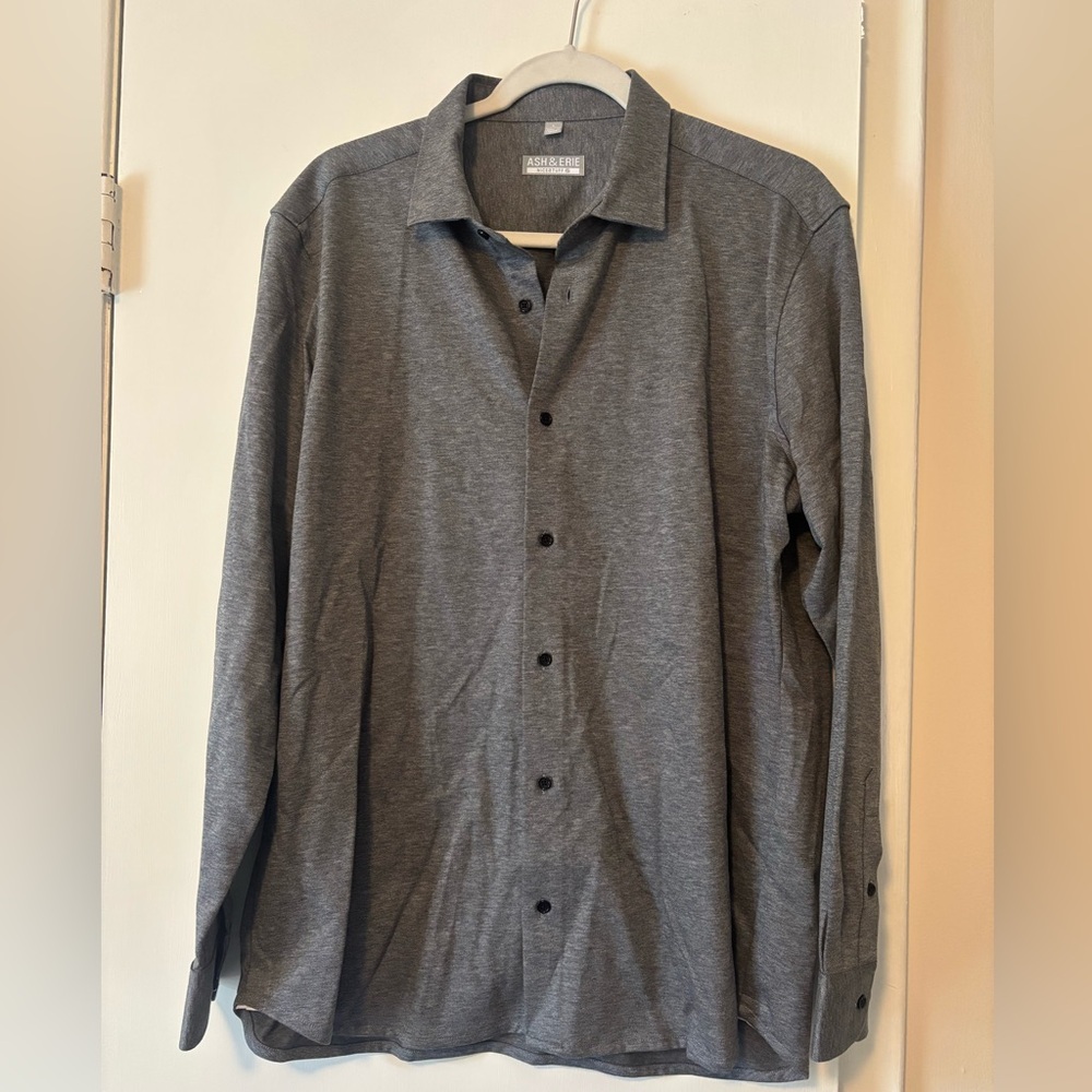 Gray Casual Button Down Shirt